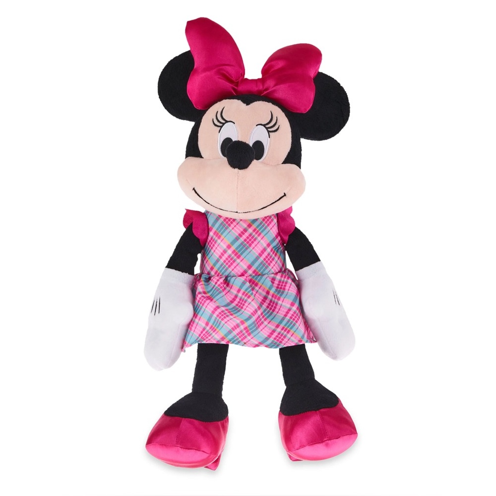 Disney large Minnie Mouse 19" Plush Licensed Stuffed Animal pink plaid dress
